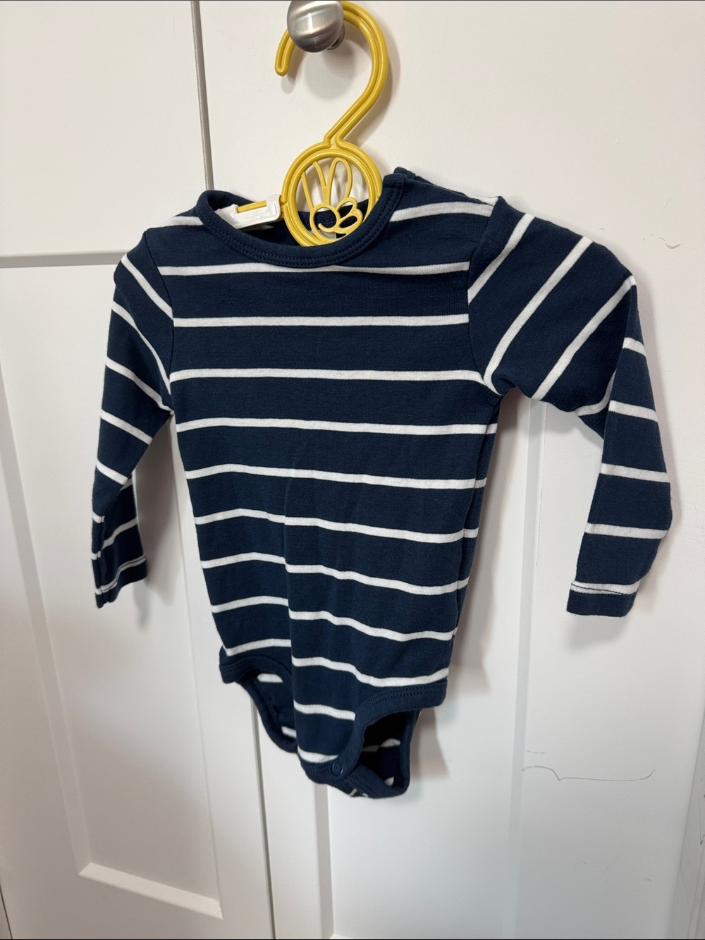 2 H&M Navy and White Striped Long-Sleeve Baby Bodysuits
